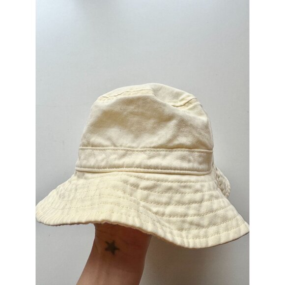 Aritzia TNA Butter Yellow Cotton Canvas Embroidered Logo Bucket Hat, Size M/L - Picture 2 of 14